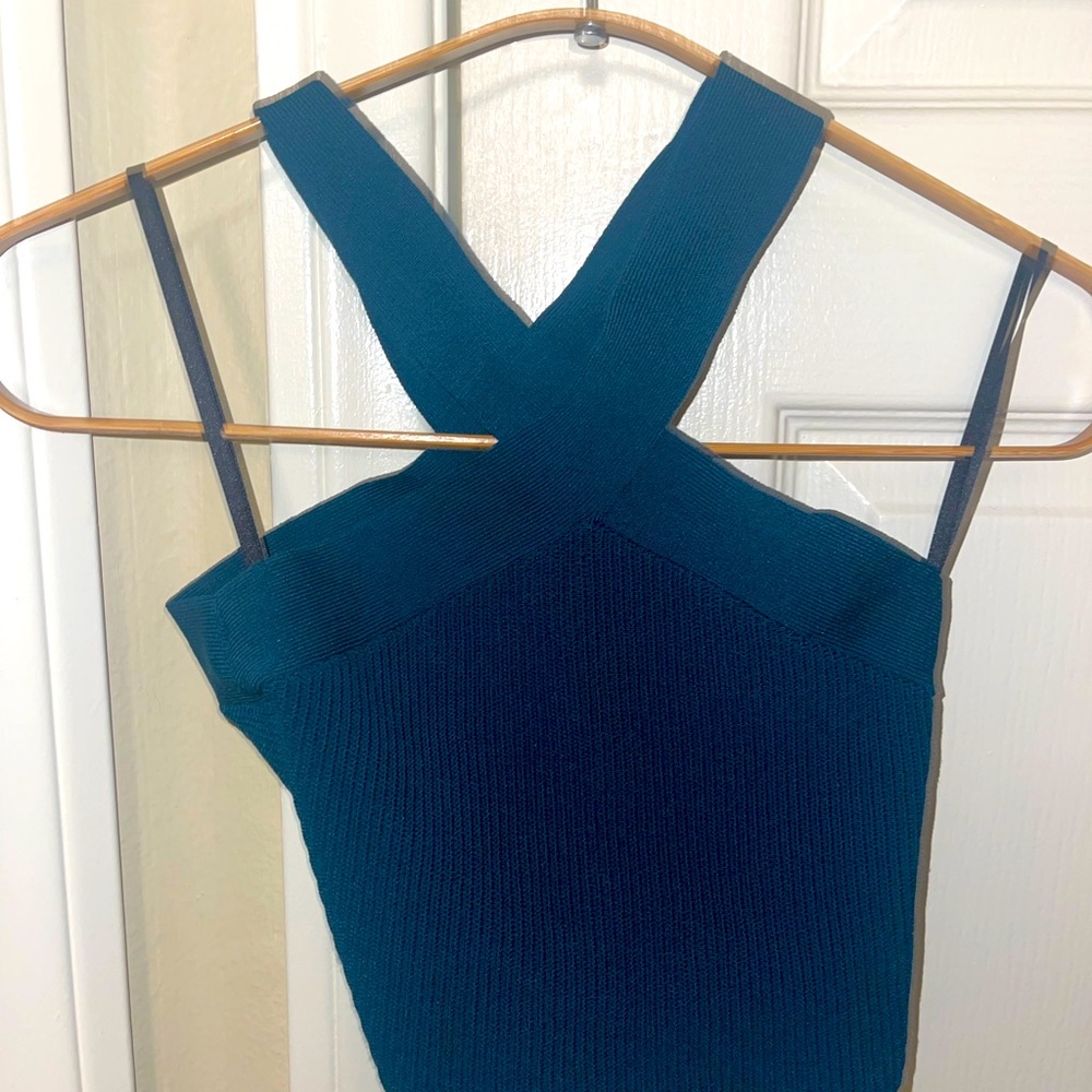 Turquoise ribbed crop top from Aritzia